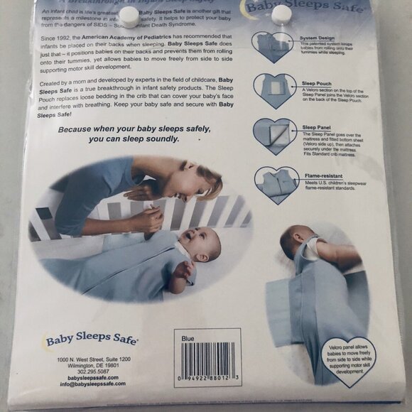 154 a/b Baby Sleeps Safe 2-PC Blue 0-9 Months NIP - Picture 2 of 5